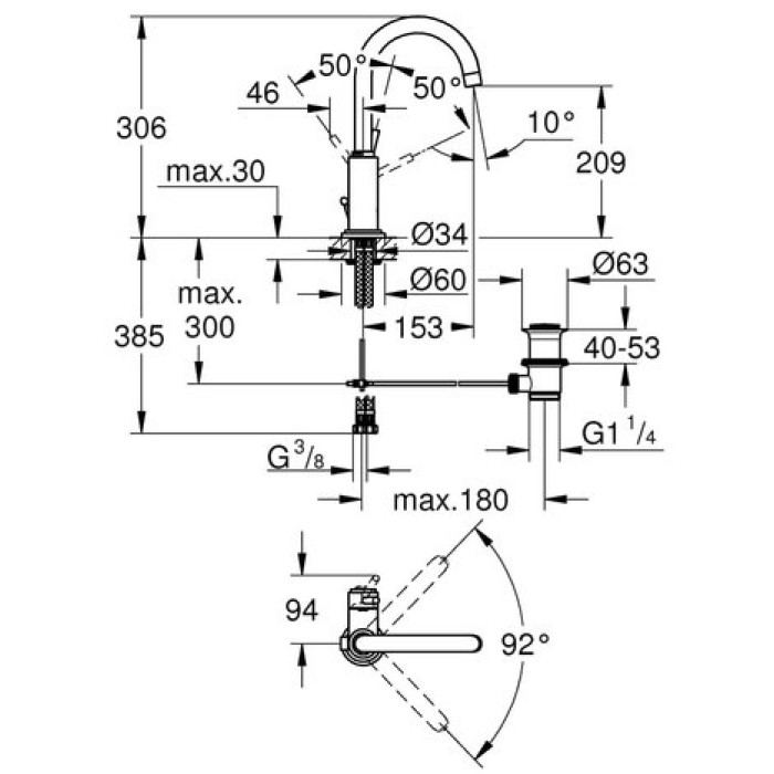 Смеситель для раковины Grohe Atrio L-Size 32042001 Смеситель для раковины Grohe Atrio L-Size 32042001