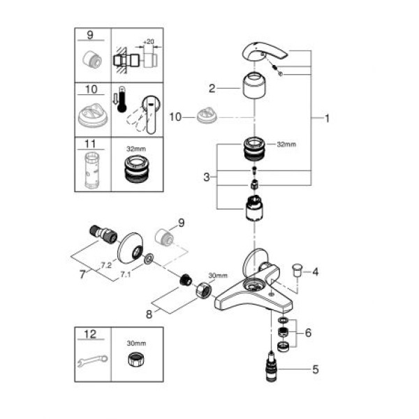 Grohe BauCurve Смеситель однорычажный для ванны (23599000)