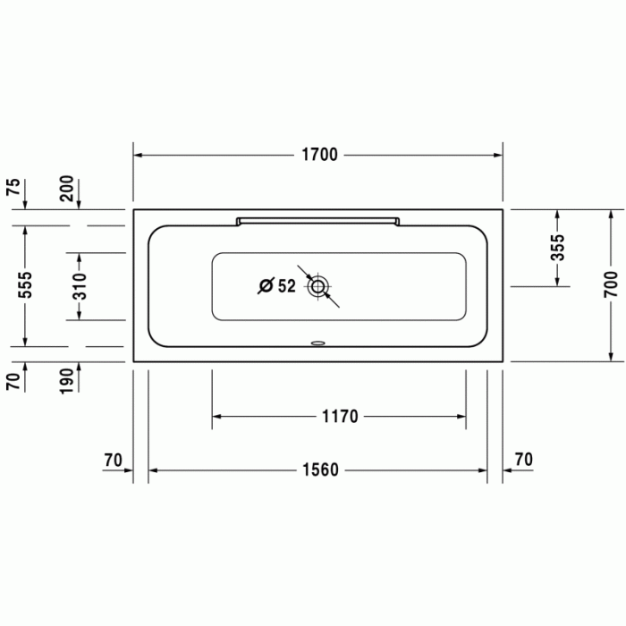 DuraStyle ванна прямоугольная 170 см 700294000000000 в интернет-магазине «Estet Room»