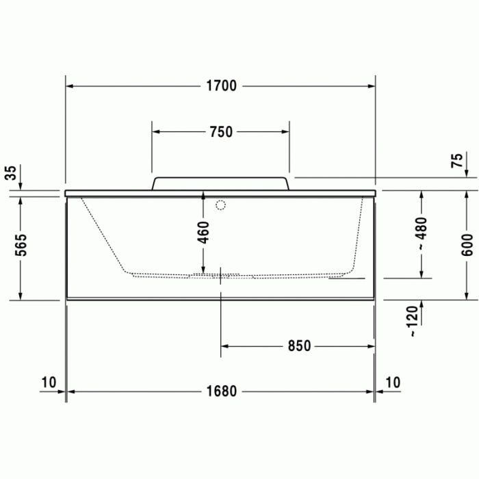 DuraStyle ванна прямоугольная 170 см 700294000000000 в интернет-магазине «Estet Room»