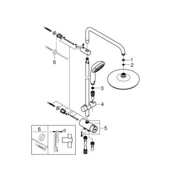 Плитка керамогранит Grohe New Tempesta System 210 Душевая система Flex 26381001 для пола