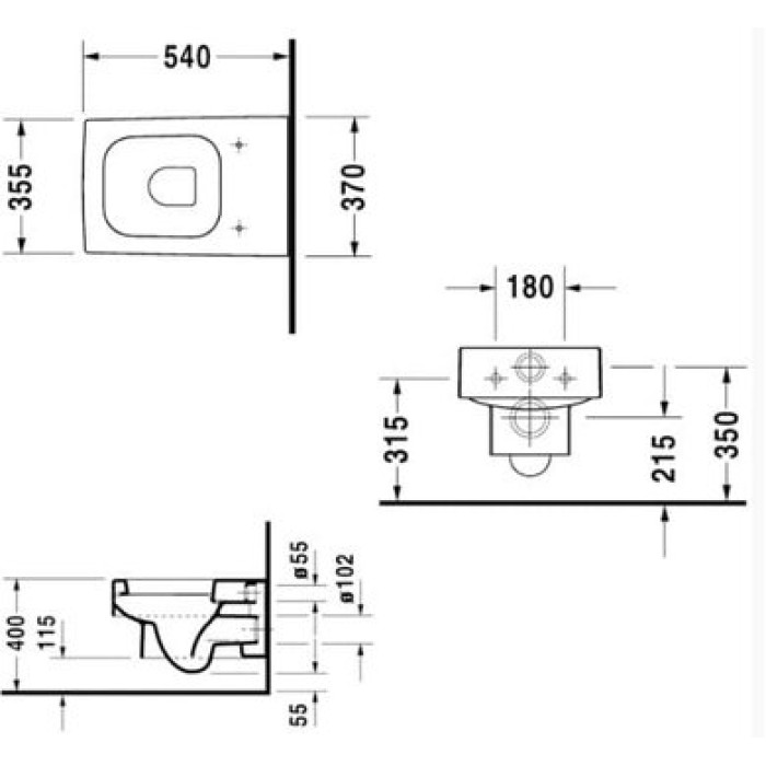 Плитка керамогранит Подвесной унитаз Duravit Vero, черный 2217090864 для пола