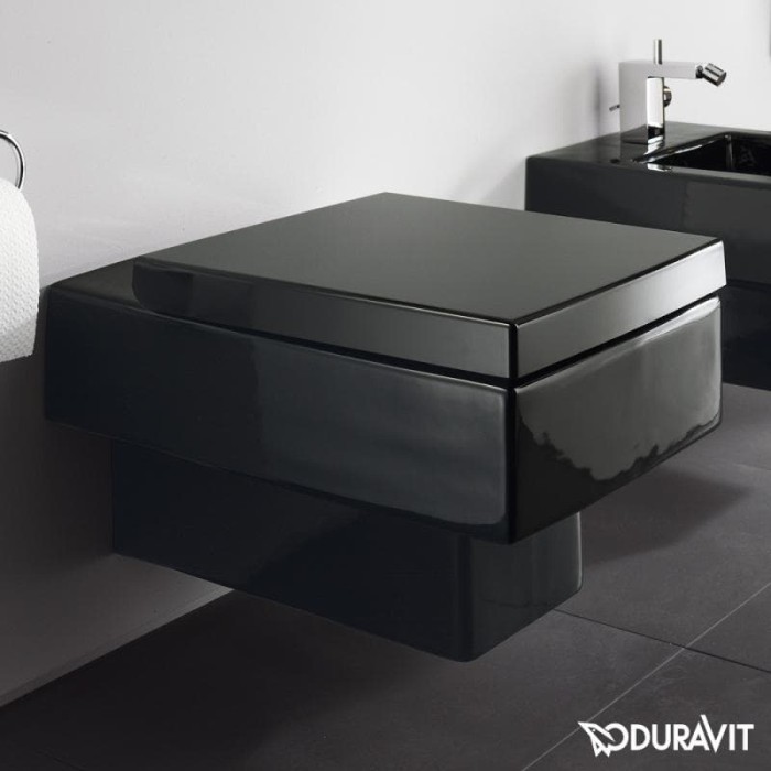 Плитка керамогранит Подвесной унитаз Duravit Vero, черный 2217090864 для пола