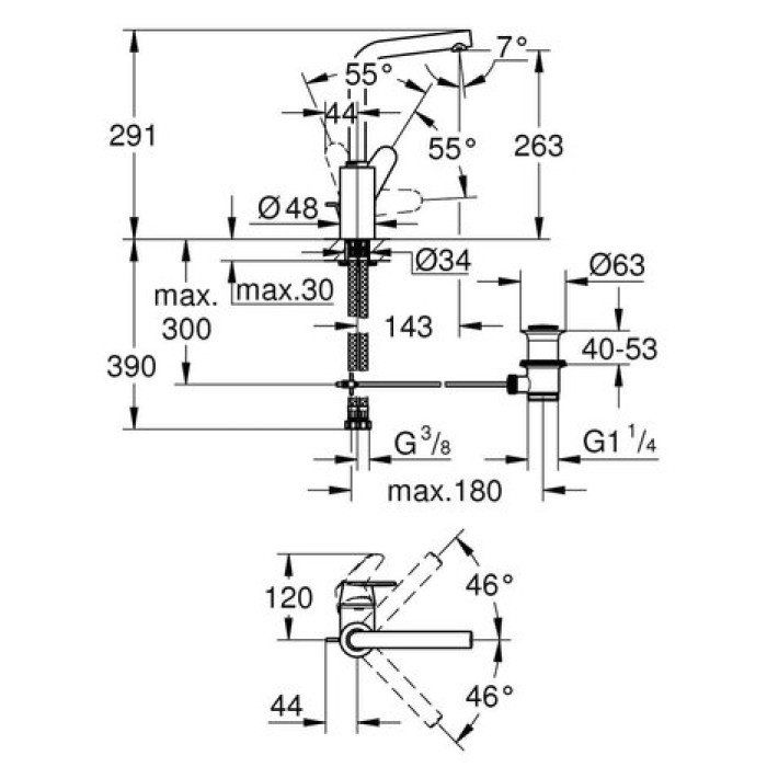 Смеситель для раковины Grohe Eurodisc cosmopolitan L-Size 23054002