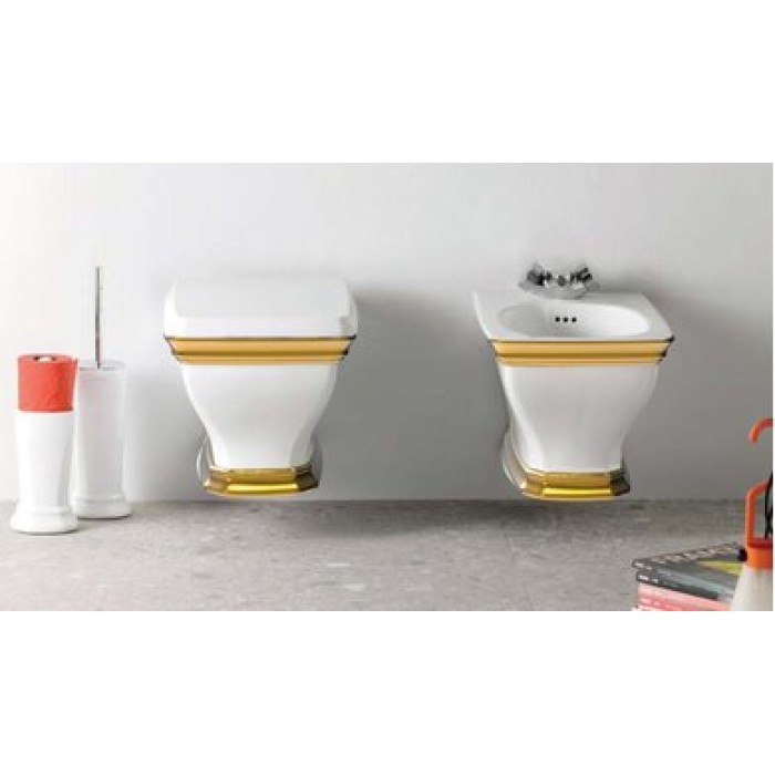 Подвесной унитаз Artceram Civitas (CIV001 01;91) white glossy/gold stripe