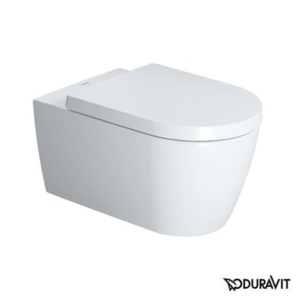 Плитка керамогранит Подвесной безободковый унитаз с крышкой Duravit Rimless ME by Starck 45290900A1 для пола