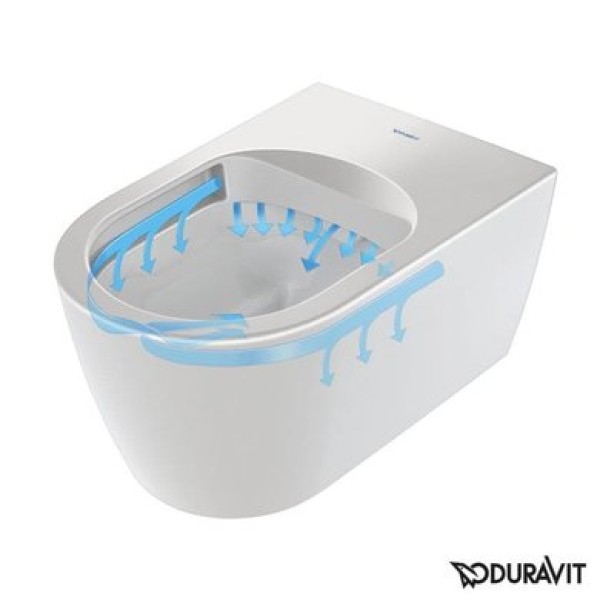 Плитка керамогранит Подвесной безободковый унитаз с крышкой Duravit Rimless ME by Starck 45290900A1 для пола