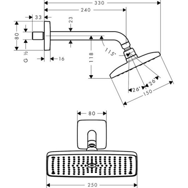 Верхний душ Hansgrohe Raindance E 240 Air 1jet 27370000