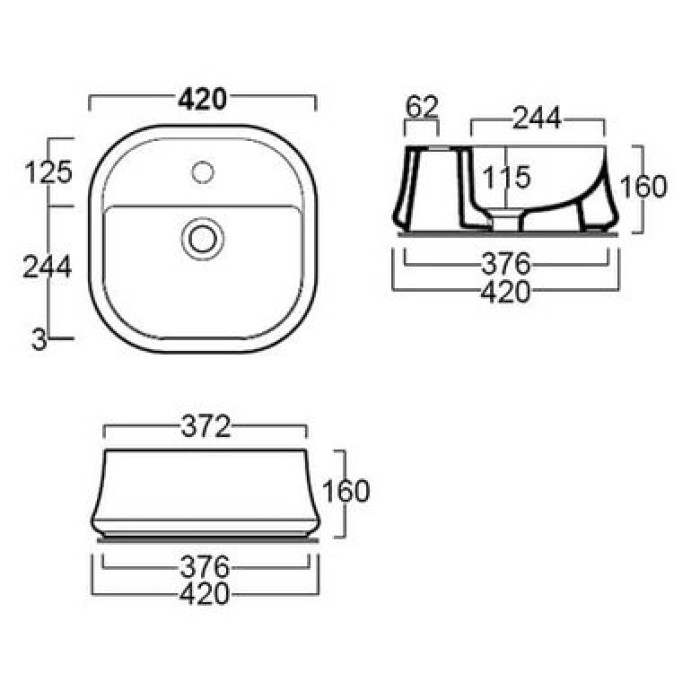 Керамическая раковина 42 см Simas Sharp SH 07