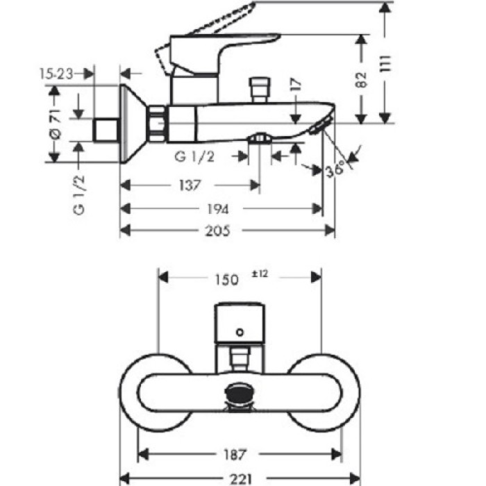 Смеситель для ванны Hansgrohe Talis E 71740000