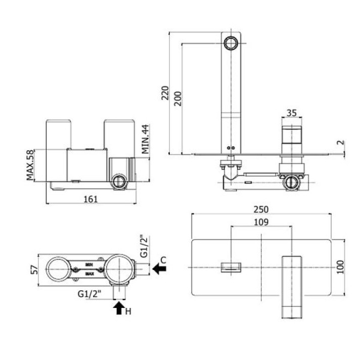 Смеситель для раковины Paffoni Level (LES104CR) Смеситель для раковины Paffoni Level (LES104CR)