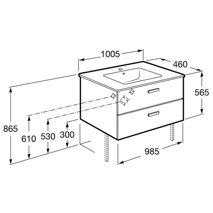 Тумба Roca Victoria A855851422 с умывальником 100 см
