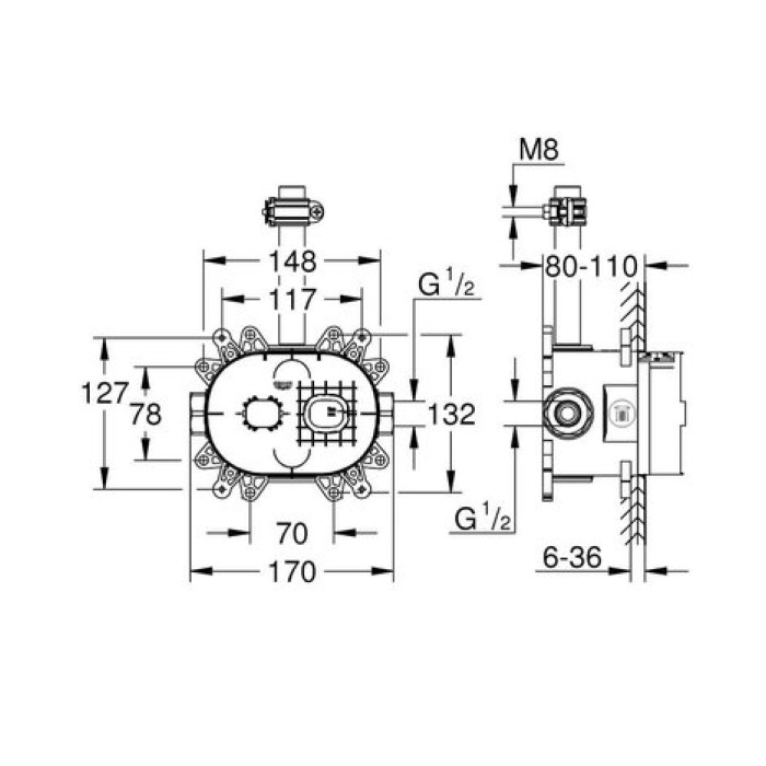 Встраиваемый блок для верхнего душа Rainshower 360 26264000
