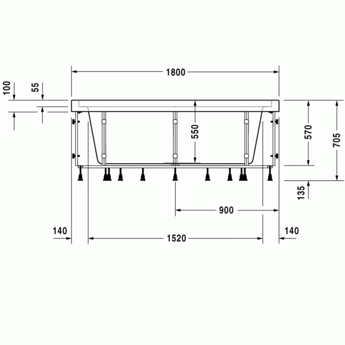 Blue Moon ванна квадратная 180 см 700169000000000 в интернет-магазине «Estet Room»