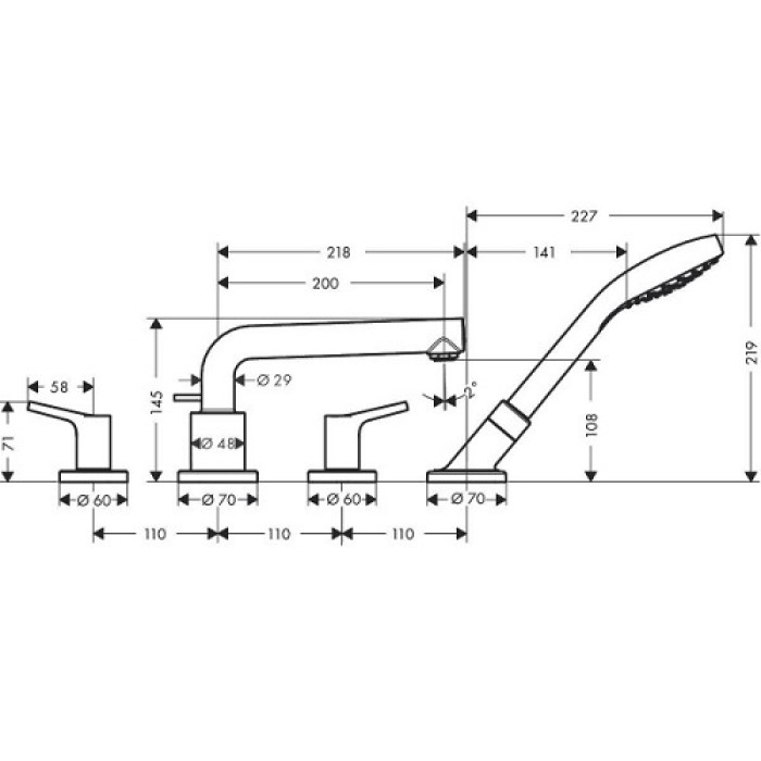 Смеситель для ванны Hansgrohe Talis S 72418000
