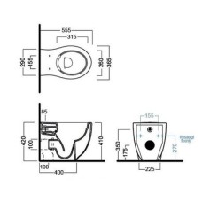 Пристенный унитаз безободковый Hatria Le Fiabe (Y1E701)