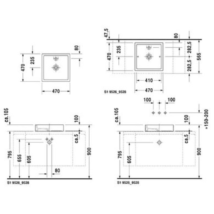 Плитка керамогранит Керамическая раковина 47 см Duravit Starck 1 0387470027 для пола