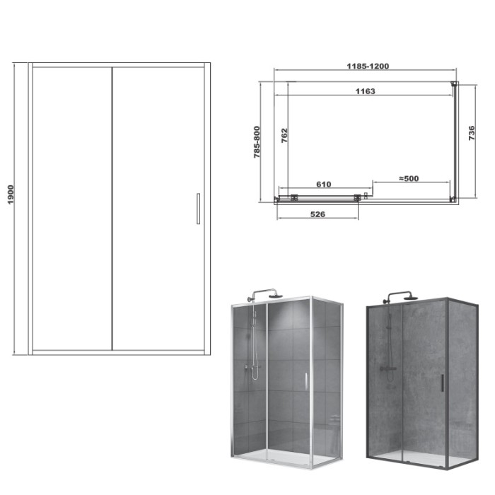 DEVIT FEN2340 ART 2.0 Кабина душевая, прямоугольная, раздвижная, цвет - хром, 120x80, без поддона, стекло прозрачное