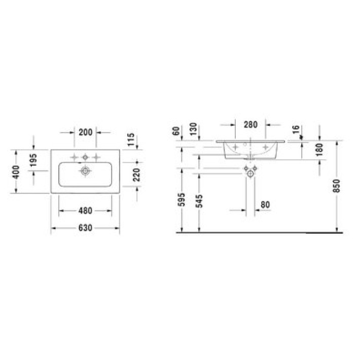 Плитка керамогранит Керамическая раковина 63 см Duravit ME by Starck 2342630000 для пола