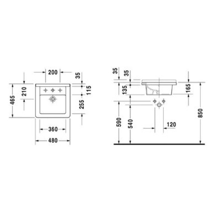 Плитка керамогранит Керамическая раковина 48 см Duravit Starck 3 0303480022 для пола