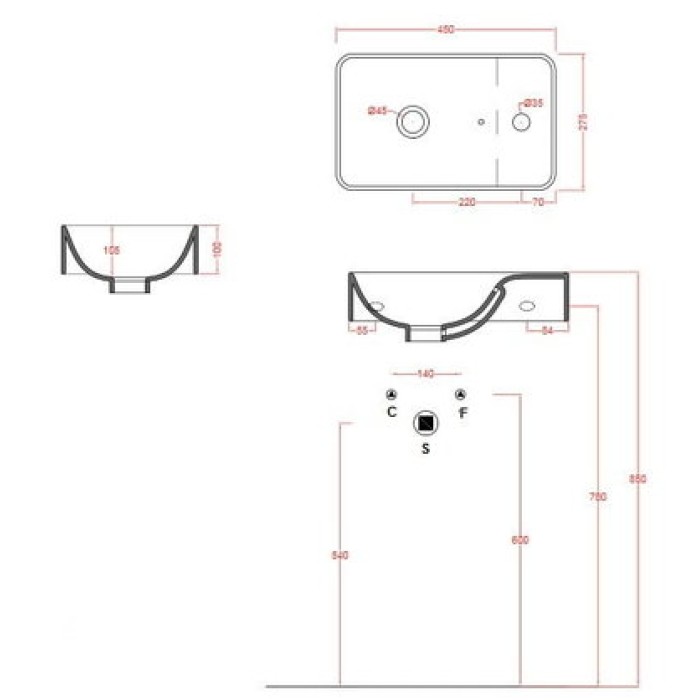 Керамическая раковина 45 см Artceram Lavamani, white glossy (LML003 01;00)