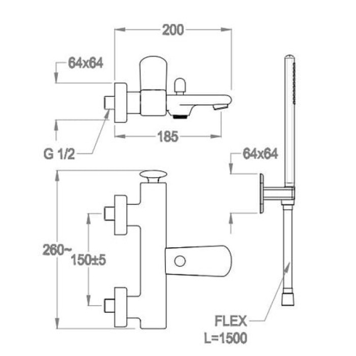 Смеситель для ванны Fir Dynamica 88 (88.3316.2.10.00)