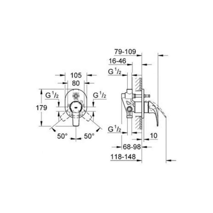 Grohe BauCurve Смеситель однорычажный для ванны (29043000)