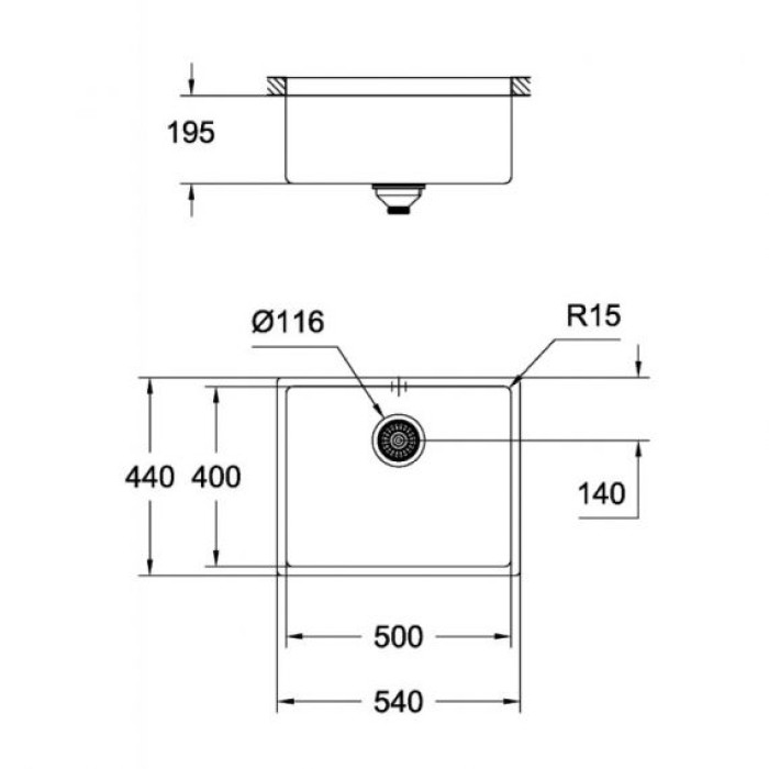 Мойдка для кухни Grohe 540x440 мм, под столешницу, 1 чаша, матовая (31574AL0)