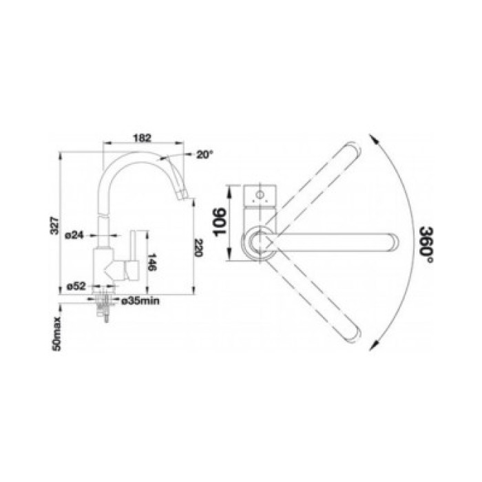 Смеситель кухонный Blanco MIDA 519416 алюметаллик