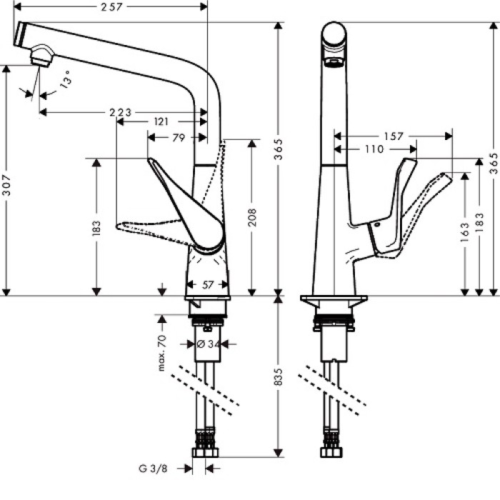 Смеситель для кухни Hansgrohe Metris Select 320 14883000 Смеситель для кухни Hansgrohe Metris Select 320 14883000