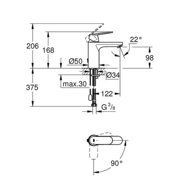 Смеситель для раковины Grohe Eurosmart cosmopolitan M-Size 2339700E