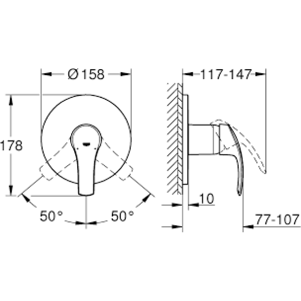 Grohe Eurosmart Смеситель однорычажный на 1 выход (24042002)