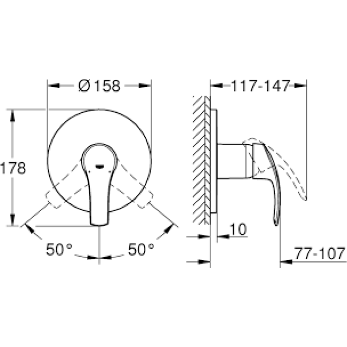 Grohe Eurosmart Смеситель однорычажный на 1 выход (24042002)