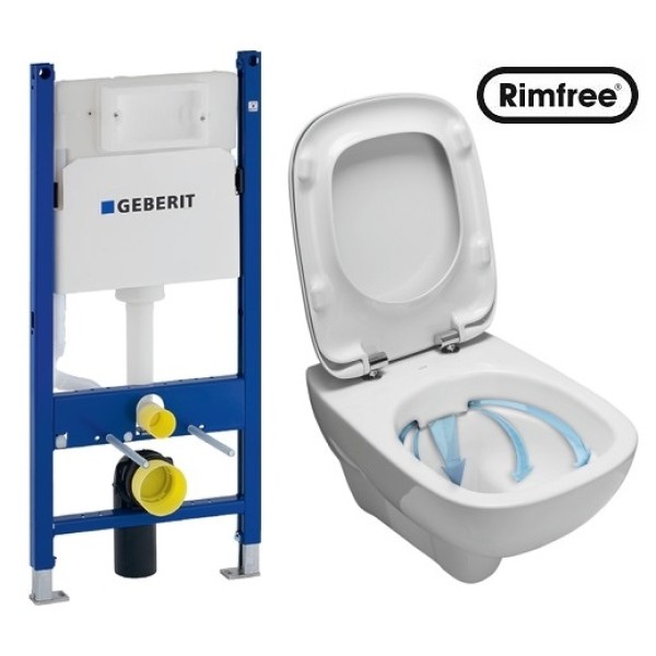 Комплект инсталляция GEBERIT Duofix с унитазом KOLO STYLE Rimfree и сидением soft-close L23120+L20112+458.126.00.1