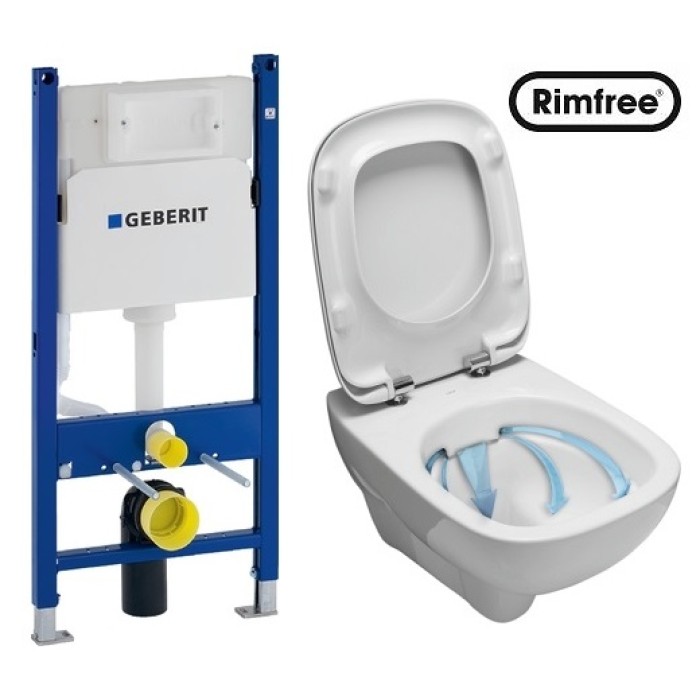 Комплект инсталляция GEBERIT Duofix с унитазом KOLO STYLE Rimfree и сидением soft-close L23120+L20112+458.126.00.1