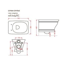 Унитаз подвесной Artceram Civitas(CIV001 35;00) green acquarello