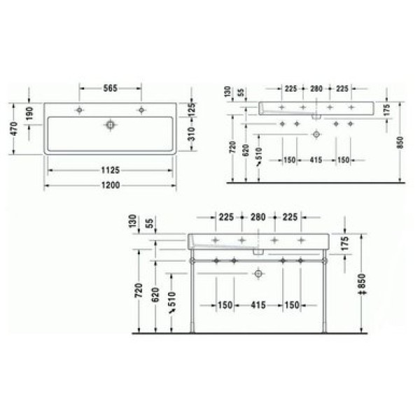 Плитка керамогранит Керамическая раковина 120 см Duravit Vero, черная 0454120827 для пола