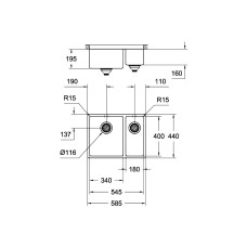 Мойдка для кухни Grohe 585x440 мм, под столешницу, 1,5 чаши, матовая (31577SD0)