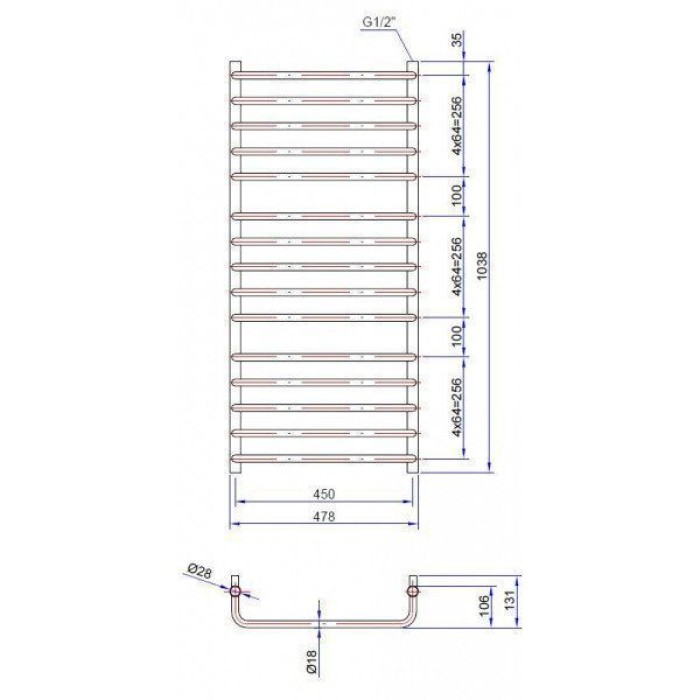 Полотенцесушитель Instal projekt BOLERO BOL-50/100M
