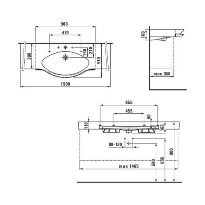 Умывальник мебельный с держателем полотенца Laufen Palace H8127060001041