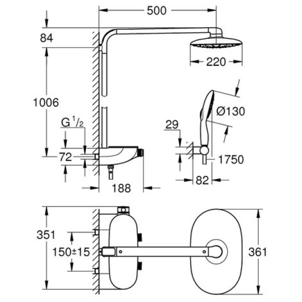 Душевая система Grohe Rainshower SmartControl 360 MONO 26361LS0