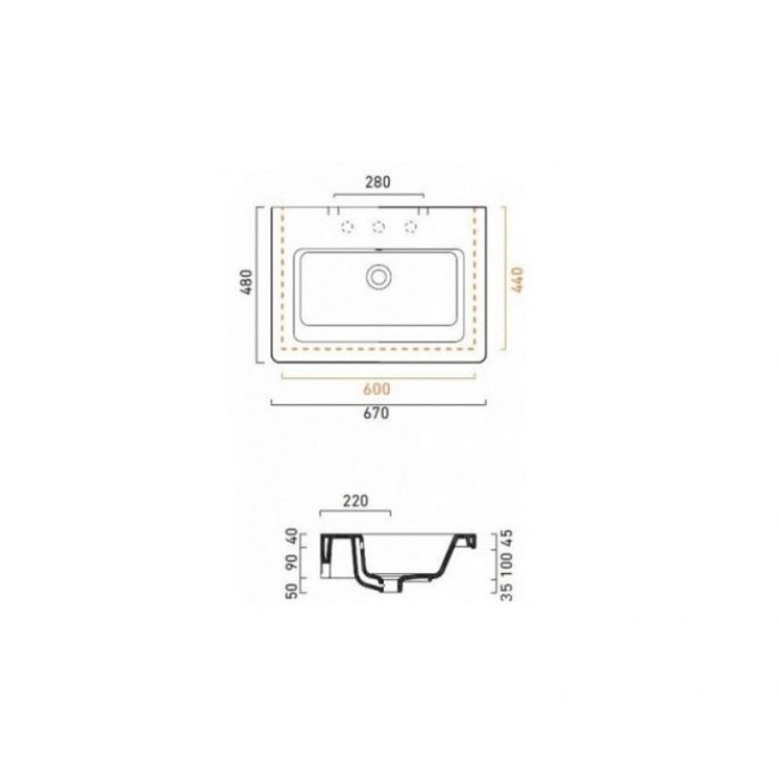 Керамическая раковина 67 см Catalano New Light