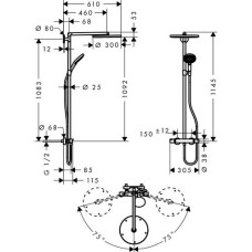 Душевая система Hansgrohe Raindance Select S 300 Showerpipe (27114000)