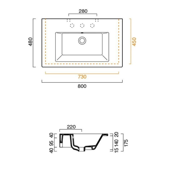 Керамическая раковина 80 см Catalano Star
