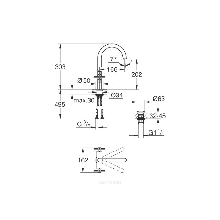 Grohe Atrio new Смеситель для раковины на одно отверстие L-Size (21019003)