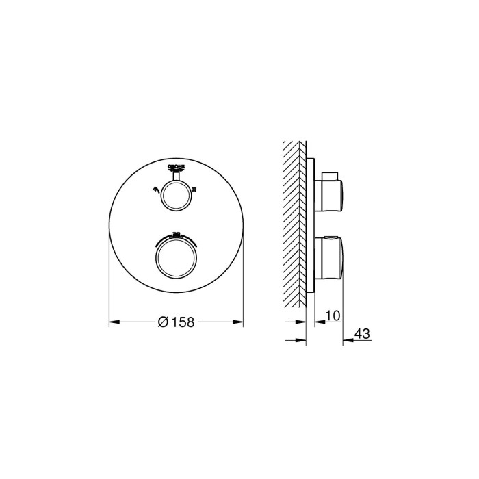 Grohe Grohtherm Термостат для душа с переключателем на 2 положения верхний/ручной душ (24076000)