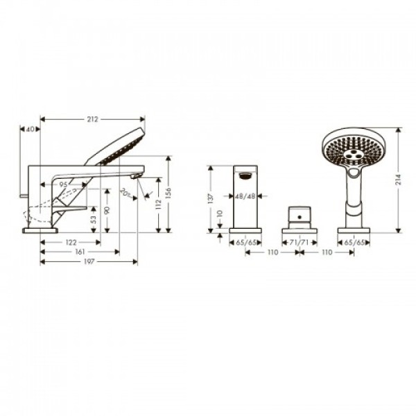 Смеситель для ванны Hansgrohe Metropol 32550000