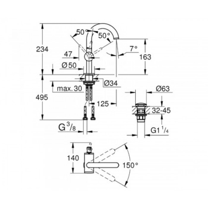 Grohe Atrio new Смеситель однорычажный для раковины M-Size (32043AL3)