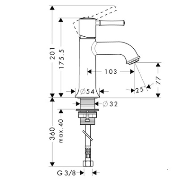 Смеситель для раковины Hansgrohe Talis Classic 14118000 без донного клапана
