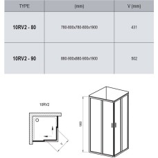 Душевая кабина Ravak 10RV2- 80 Полир. алюм. Transparent